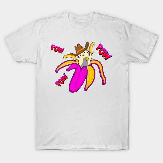 Banana Cat Cowboy Sheriff T-Shirt by GlanceCat